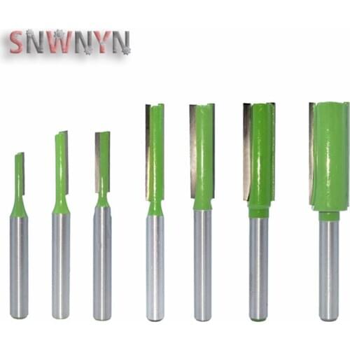 7pcs/set 6mm Shank Single Double Flute Straight Bit Milling Cutter Wood Tungsten Carbide Router Bit Woodwork Tool
