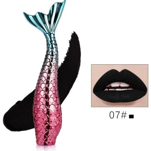 12 Color Mermaid Lipstick Blue Black Color Party Queen Lip Makeup Natural Matte Silky Non-stick Cup Non-fading Lip Glaze TSLM1