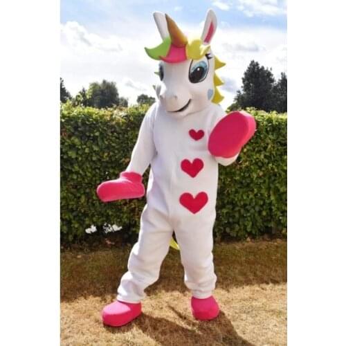Unicorn Mascot Costume Pink White Rainbow Magic Stroll Cartoon Mascot Costume Show Costume Stage Promotional Clothing 1044
