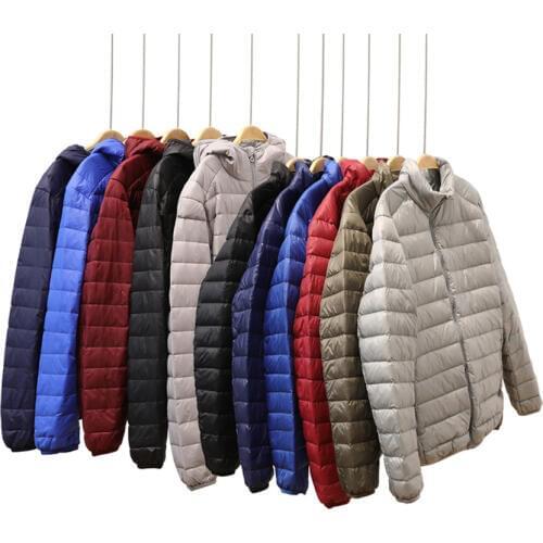 Big size men 90% white duck down coats Ultra Light coat long sleeve winter Jacket autumn Slim men Short hooded coat outwear W555