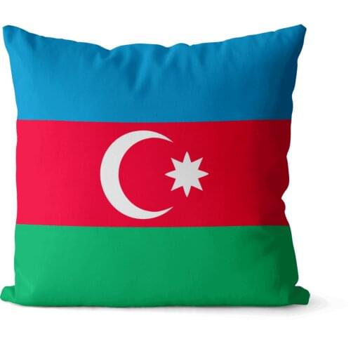Flag of Azerbaijan pattern square pillowcase pure cotton linen pillowcase party home decoration sofa cushion cover 45x45cm 40x40