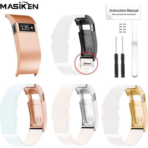 Metal Protective Watch Case Frame for Fitbit Charge HR 18mm Smartwatch Replacement Stainless Steel Frame Shell with Install Tool
