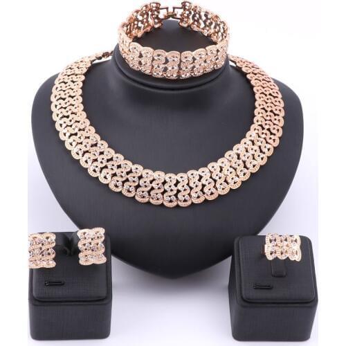Fashion African Beads Jewelry Set Wholesale Exquisite Dubai Gold Jewelry Set Brand Nigerian Wedding jewelry Set Bijoux