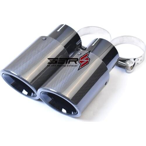 1PC Car Modified Glossy Black Carbon Fiber Bevel Muffler End Pipe Stainless Steel Exhaust Tip For E63