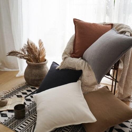 Wabi Sabi Plain Cushion Cover Minimalist Style Cotton Linen Pillow Cushion Cover for Home Decor