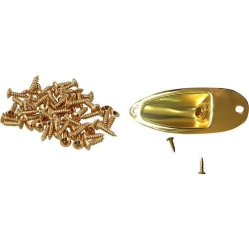 New 50x Guitar Bass Screws Parts for Scratchplates Pickguard, Gold & 1Pcs Boat Output Input Jack Plate Sockets for Fender Strat