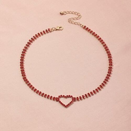 New Best Gifts Harajuku Cool colorful Crystal heart Pendant Necklace Cute elegant Choker Gold chain for Women Girl Party Jewelry