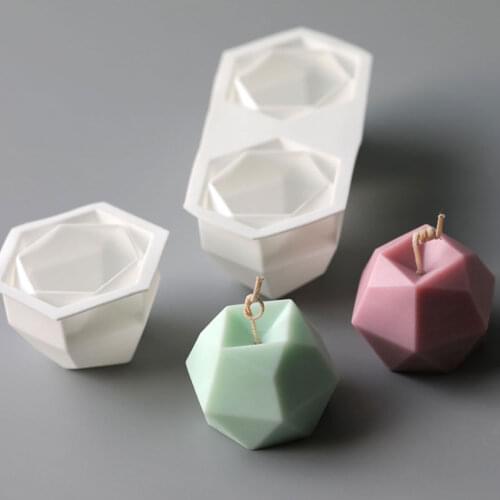 New DIY Candles Mould Rhombohedral Ball Aromatherapy Plaster Candle 3D Silicone Mold Hand-made Soy Aroma Wax Soap Candles Mold