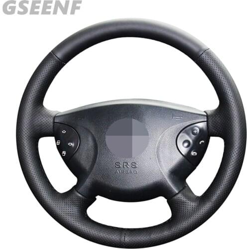 Car Steering Wheel Cover For Mercedes-Benz W210 E240 E63 E320 E280 2002-2005 Black Hand-stitched Soft Artificial Leather