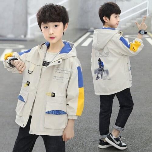 Hooded Spring Autumn Boy Coat Overcoat Top Kids Costume Teenage Gift Children Clothes High Quality Plus Size