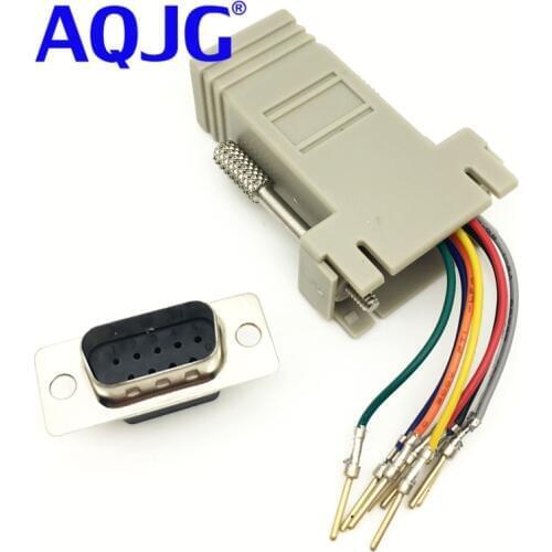 1pcs RS232 DB9 male to RJ45 Female connector Adapter RJ45 to DB9 RS232 com LAN TO 232 db9 RS232 to RJ45 AQJG