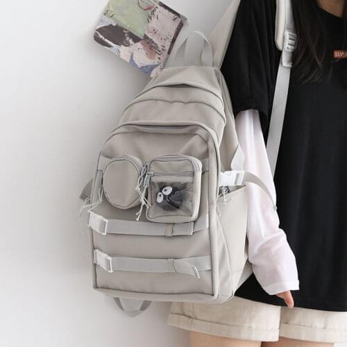 Female Tooling Fashion Backpack Women Large Capacity Waterproof School Bags for Teenage Girls Korean Laptop Travel Backpack 2021