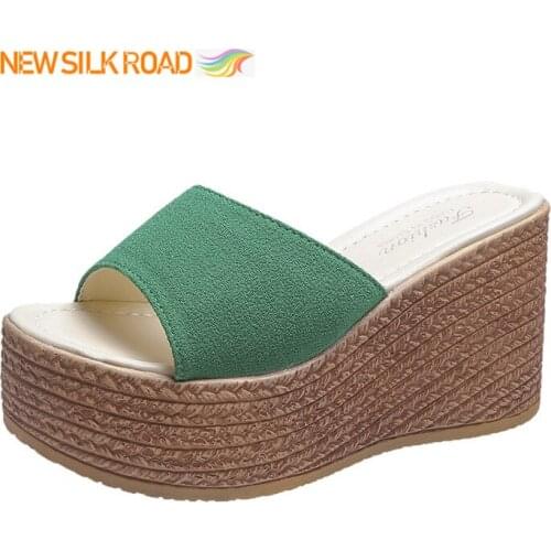 Summer Lightweight Women Wedge Slippers Height Increase Slip On Thick Sole Platform Sandalias Sandal Slide Flats Female Ladies