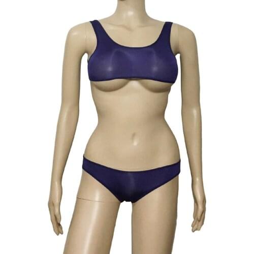 Sexy Lingerie Sukumizu School Girl Bikini Swimsuit Peekaboo Mini Bra Top and Brief Shorts Uniform Costume