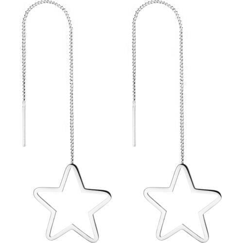 FairLadyHood Stainless Steel Hollow Five-Pointed Star Earrings 2018 New Fashion Tassel Drop Earrings Rose/Gold/Silver Color