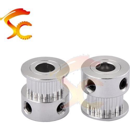 2pcs/lot Aluminum GT2 20 teeth Timing Pulley bore 5mm/6mm/6.35mm/8mm belt 6mm width for 3d printer (2GT 20teeth)