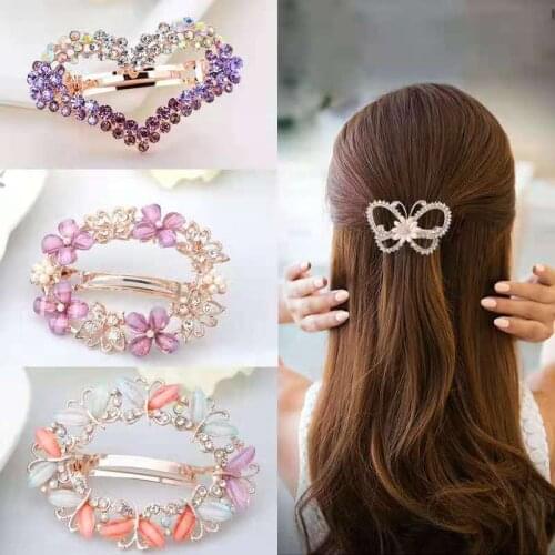Hairpin 2021 Luxury Elegant Shiny Crystal Top Clip Simple Spring Clip Headdress Ladies Sweet Hair Accessories Hairpin Headdress