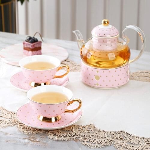 Nordic simple pink ceramic coffee cup and saucer set British afternoon tea cup black tea cup girl heart cup and saucer
