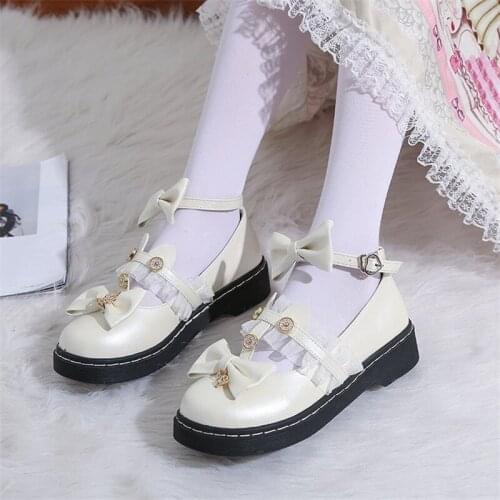 Japanese Jk Uniform Lolita Womens Shoes Lolitas Lovely Princess Bow Lace Round Head Cos Student Sweet Girls Kawaii Cosplay Goth