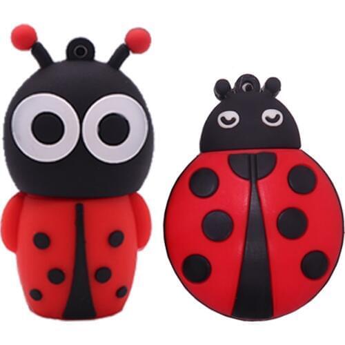 Pendrive 64GB cartoon usb flash drive 128GB cute Ladybug pen drive 4GB 8GB 16GB 32GB memoria usb stick creative gift clue usb2.0