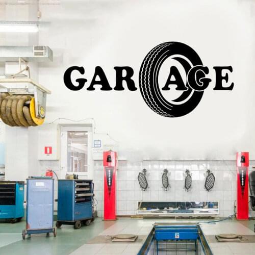 Auto Repair Car Wheel Garage Mechanic Service Wall Stickers Vinyl Interior Factory Workshop Decal Removable Mural Wallpaper S282