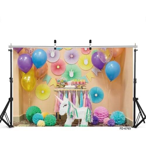 Birthday Balloons Paper Flowers Party Photo Backdrops Vinyl Photography Backgrounds for Children Baby Photobooth Studio Props