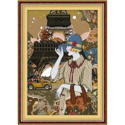 Cross stitch wholesale handmade needlework Paris beauty European-style building embroidery wall decoration