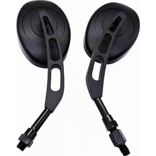1 Pair Motorcycle Rear View Mirrors 10mm Universal Black Chrome Oval Custom Rearview Mirror For Cruiser Chopper Touring Sport