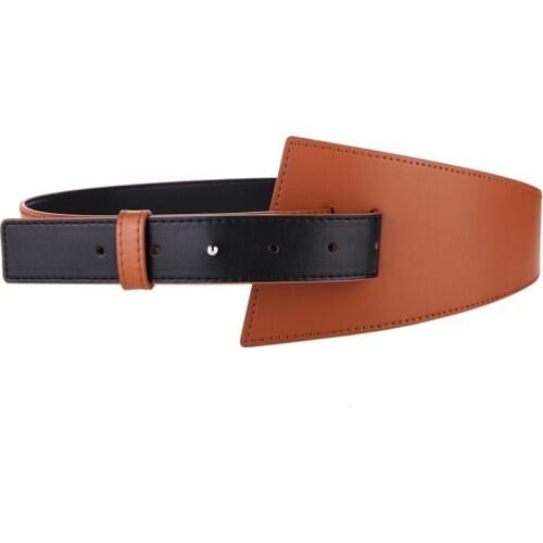 Women Genuine Leather Cummerbunds NEW High Quality Wide Soft Cow Belt No Buckle design Match Dress Cowhide Black Long Waistbands