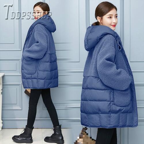 Women Thickening Padded Jacket Imitation Lambswool Plus Size Hooded High Quality Coats