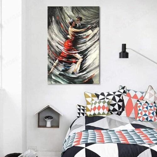 Painting Romantic Couples Dancing Abstract Canvas Wall Art Hand Painted Contemporary Art Wall Paintings for Living Room Bedroom
