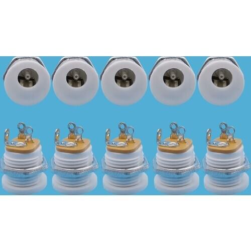 10Pcs White DC022 5.5mm x 2.1mm DC Power Female Socket Panel mount 5.5*2.1mm DC Jack Plug Charging Connectors with Nut