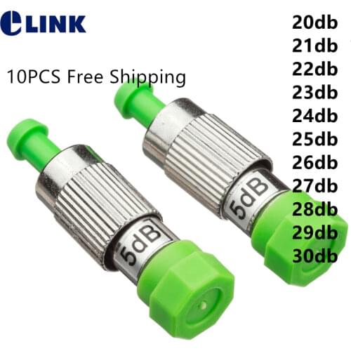 10pc FC/APC fiber FM attenuator female to male plug type 18db 19db 20db 25db 28db 30db ftth optic attenuator Free Shipping ELINK