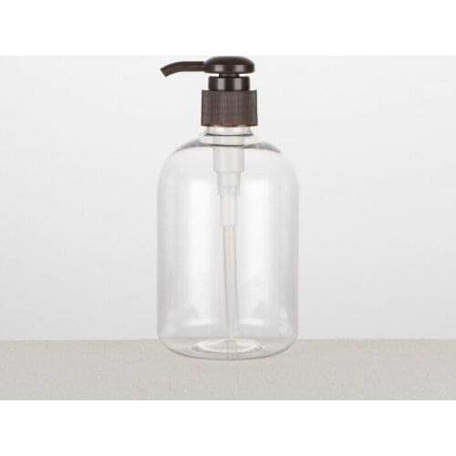 300ML X 30 Clear Empty Lotion Pump Plastic Bottles Shampoo Shower Gel Container With Brown Pump PET Bottles For Personal Care