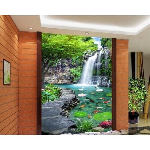 Beibehang Custom 3D Wallpaper Hawthorn Flower Bird Waterfall Waterfall Passion Living Room Corridor Exposition Wallpaper mural
