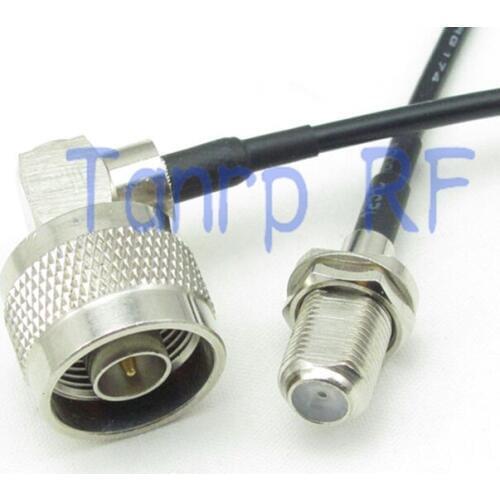 6in F female jack to N male right angle 90 degree RF connector adapter 15CM Pigtail coaxial jumper cable RG174 extension cord