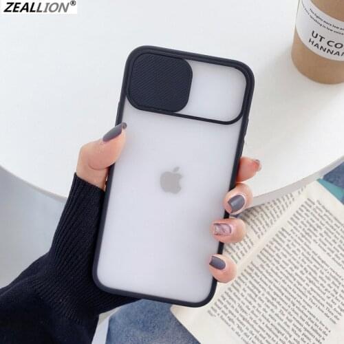 Zeallion for iPhone 6 7 8 X XR XS 11 12 Pro Max Push Pull Lens Camera Protection Phone Case Transparent Soft TPU Back Cover