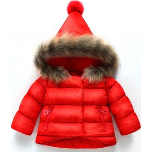 Kids Winter Jackets for Girls Boys Warm Down Cotton Coat Infant Children Clothing Fur Collar Hooded Thick Jacket Baby Outerwear