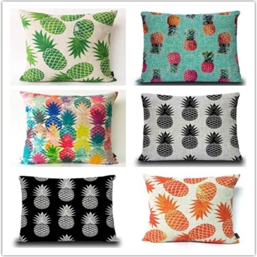 Home Decorative Pineapple Pillow Cover Watercolor black white Green Cushion Cover Throw Pillows for Car Sofa