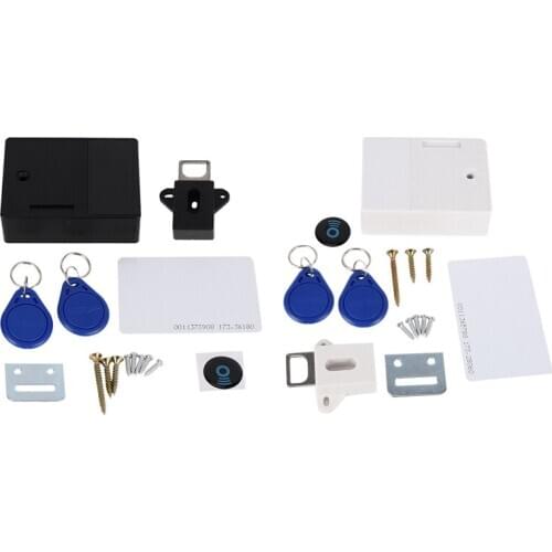 2set RFID Electronic Cabinet Lock DIY for Wooden Drawer Cabinet, Ready for Use & Programmable(Black&White)