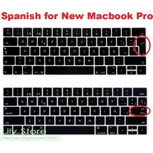 Euro/US Spanish Silicone Keyboard Cover Skin Protector for Macbook Pro 13 15 A1706 A1989 A1707 A1990 With Touch Bar