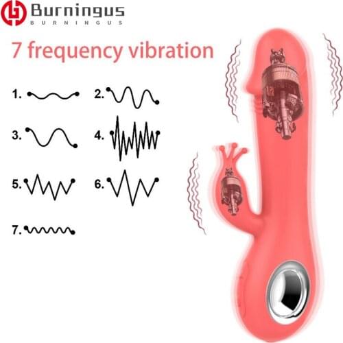 Burningus Dildo Vibrator for Woman Vaginal Clit Stimulator AV Rabbit Femme G-Spot Masturbator Adult Sex Toys for Women