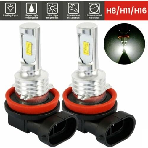 2pcs H16 H11 H9 H8 6000K 7000LM Bright White Headlight Low Beam LED Bulb Fog Lamp Kit Accessories Parts