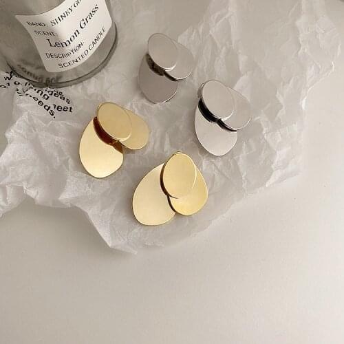 FFLACELL Korea Simple Versatile Temperament A Pair Of Metal Earrings Women Party Accessories