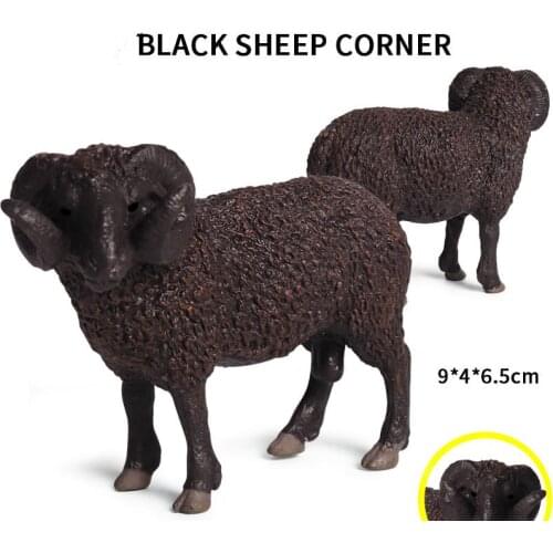 Black Sheep Corner Figure Pet Animal Argali Model Education Toy Collector Solid PVC Home Decoration Figurines Kids Toy