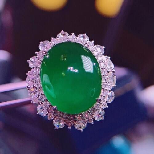 H1111 Emerald Ring 15.08ct Pure 18K Gold Jewelry Nature Green Emerald Diamond Female Rings for women Fine Ring
