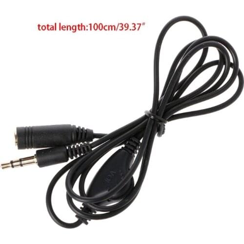 K5DB 3.5mm Male To Female 3-Pole Plug Jack Stereo Aux Cable With Volume Control