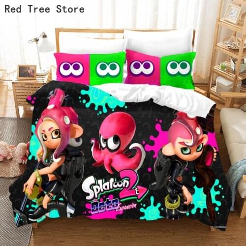 Popular Game Splatoon 3D Print Comforter Bedding Set Child Single Twin Double Queen King Size Duvet Cover Sets Bed Linen Luxury