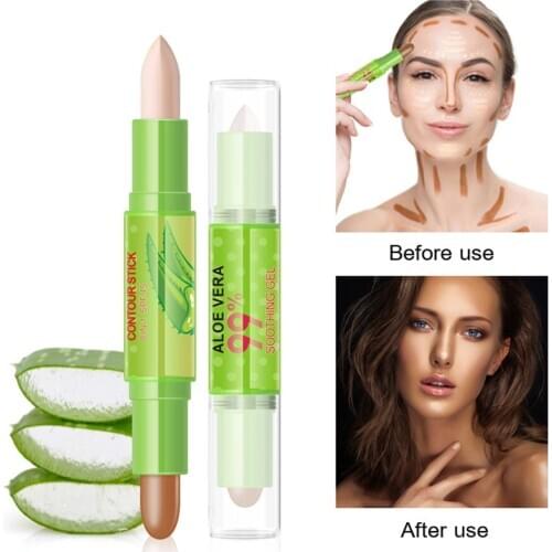 Double-Head Concealer Stick Highlight Stick Aloe Face Long Lasting Face Foundation Concealer Pen Contour Corrector Cosmetics