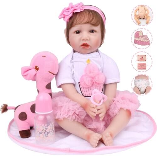 NPK Doll toys 22inch 55cm silicone reborn baby doll lifelike newborn babies alive toddler doll for children bebe gift reborn